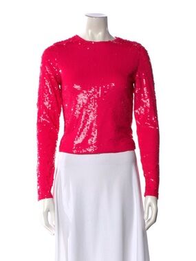 Alice + Olivia Fuchsia Sequin Long-Sleeve Top M